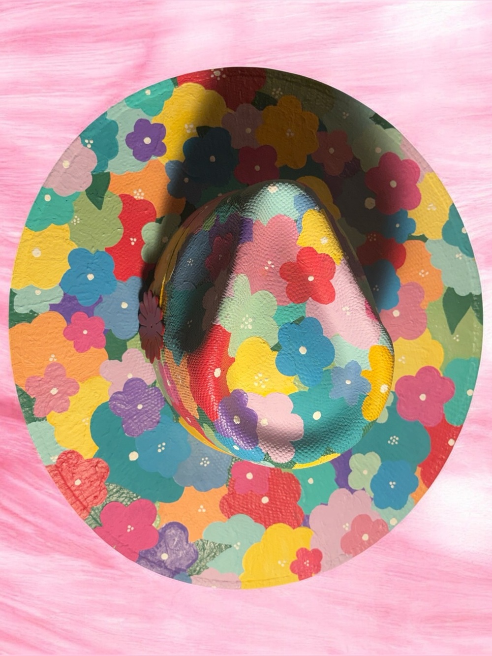 Hand Painted Floral Sun Hat - Multicolor